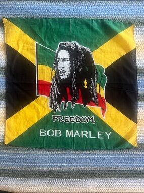 Bob Marley Freedom Square Scarf in Green, Yellow, Black